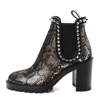 Christian Louboutin Suede Snakeskin Embossed Spiked Crapahutta 70 Chelsea Boots 37.5 Black 1 of 9
