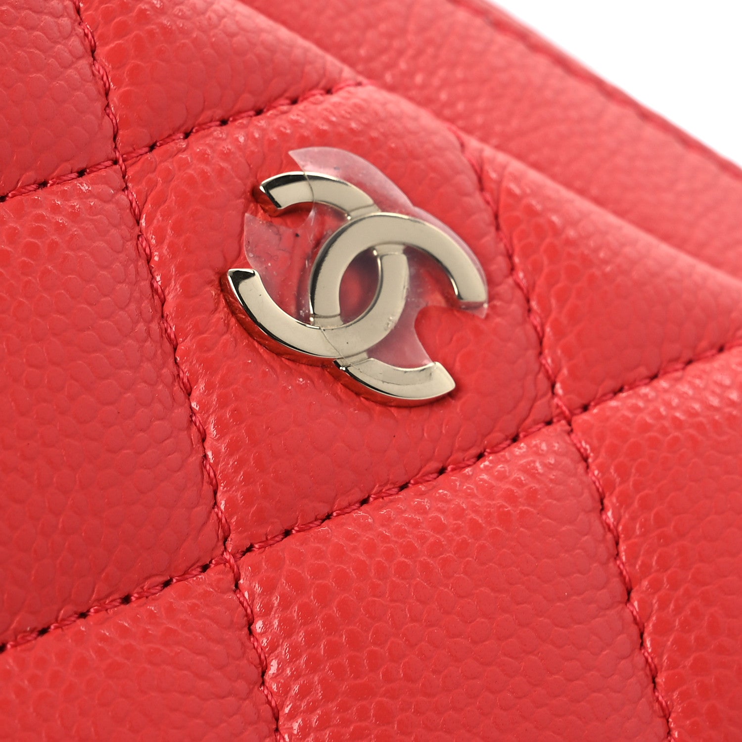 Chanel Caviar Quilted Double Zip Pouch Cosmetic Case Coral 11 of 14