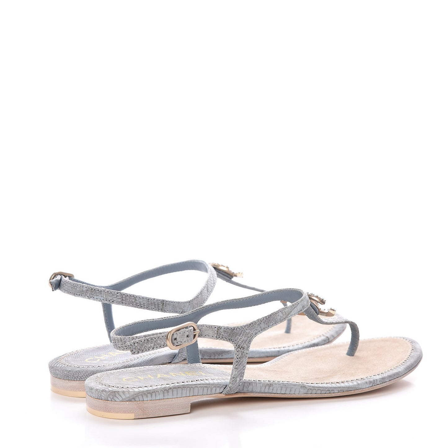 Lizard Pearl CC Sandals 37 Light Blue