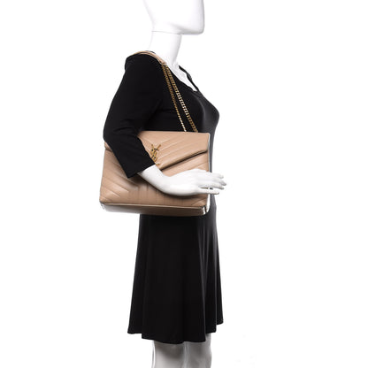 Saint Laurent Calfskin Y Quilted Monogram Medium Loulou Chain Satchel Nude Powder 2 of 12