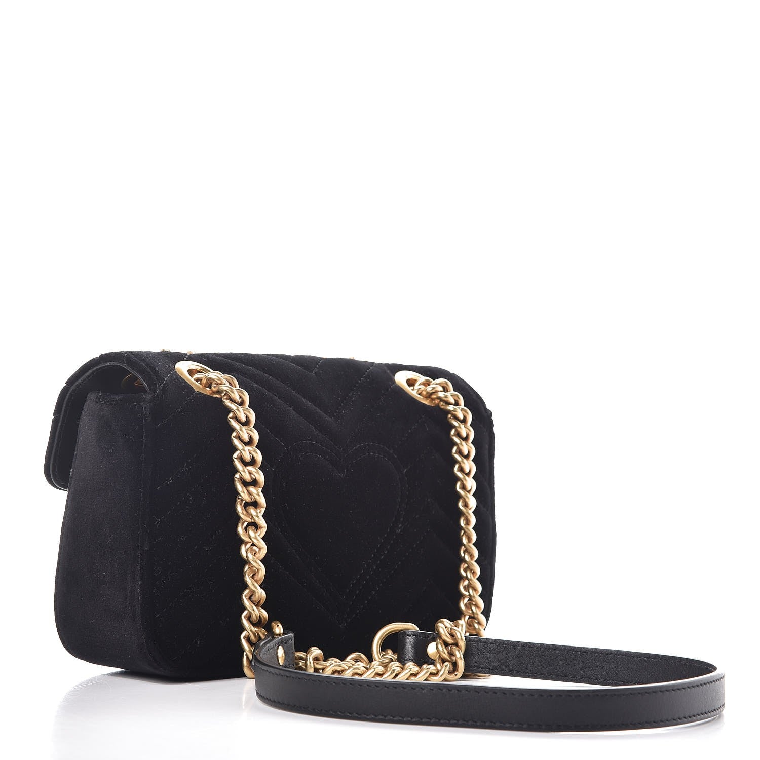 Gucci Velvet Matelasse Mini GG Marmont Shoulder Bag Black 3 of 8
