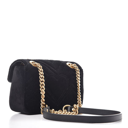 Gucci Velvet Matelasse Mini GG Marmont Shoulder Bag Black 3 of 8