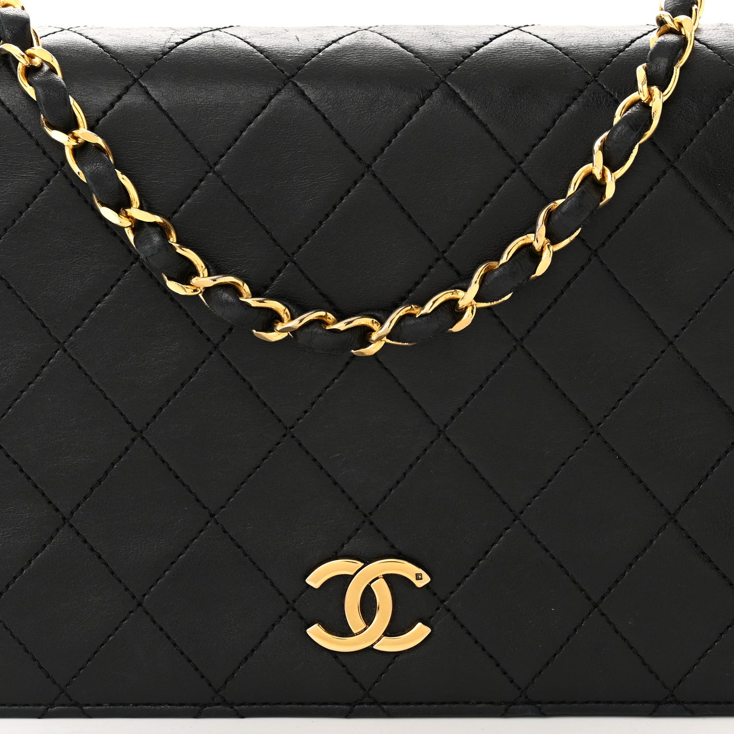Lambskin Quilted Small Single Flap Black