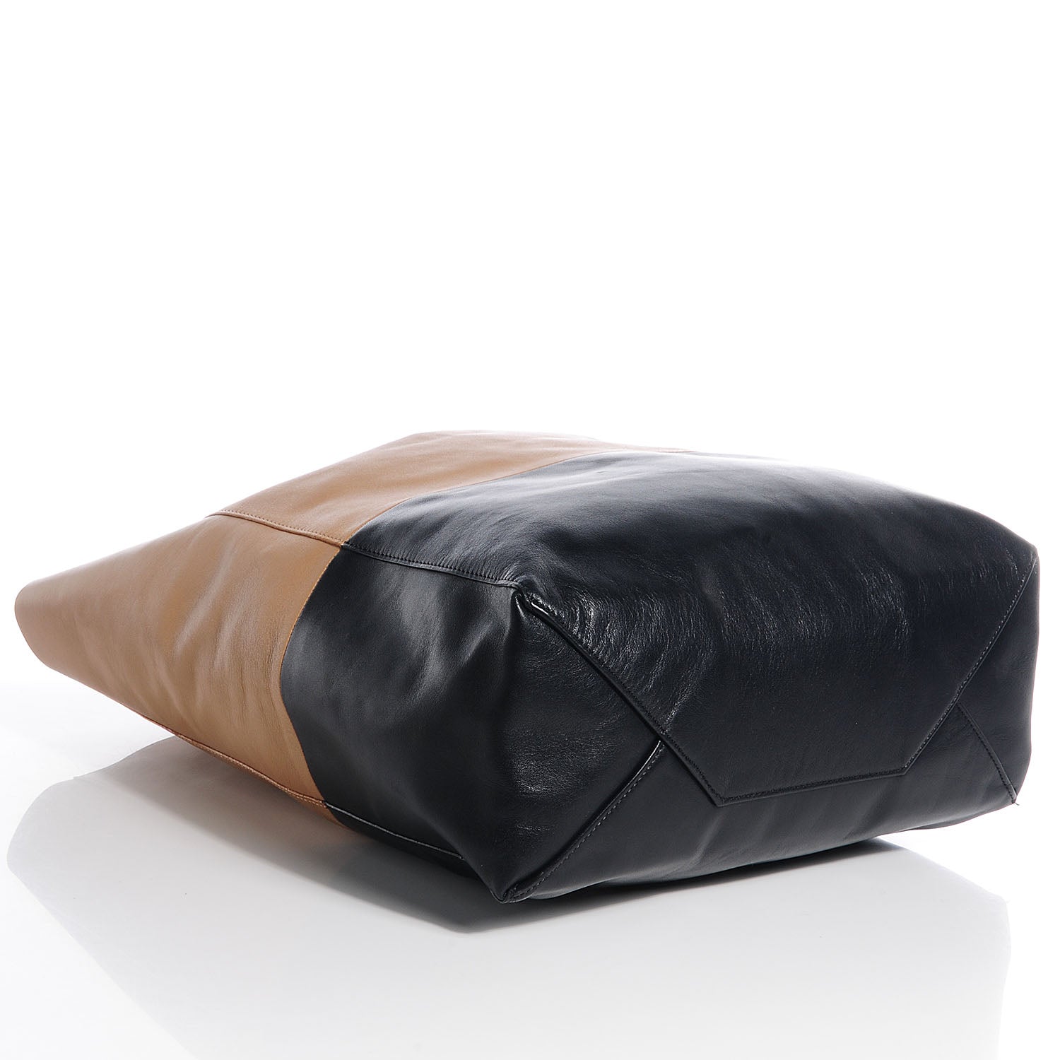 Celine Lambskin Vertical Bi-Cabas Apricot Black 4 of 10