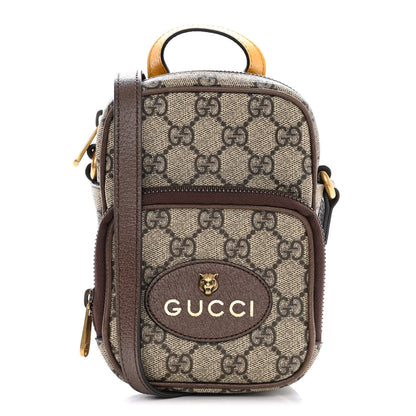 Gucci GG Supreme Monogram Mini Neo Vintage Double Zip Messenger Bag Beige New Acero Crop 1 of 15