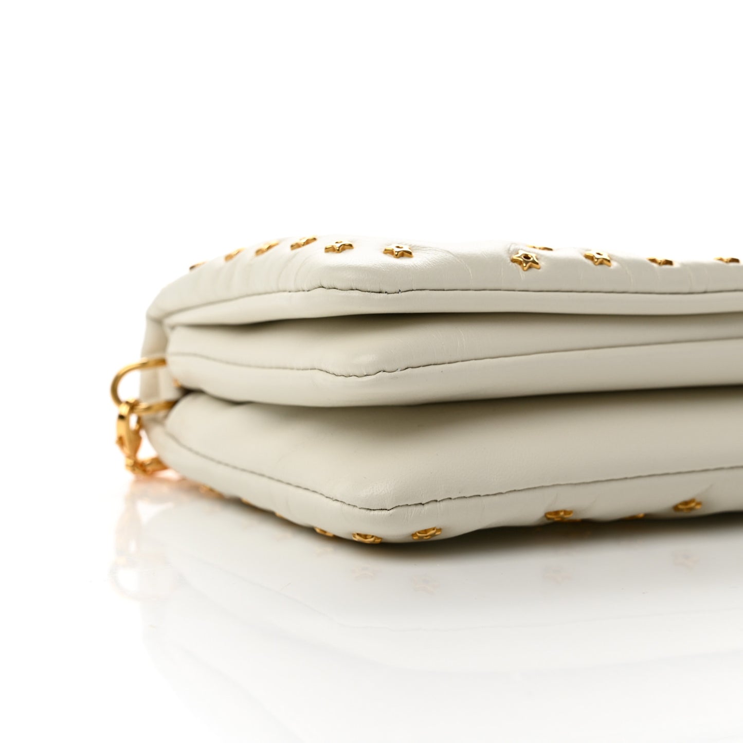 Calfskin Star Motif Macrocannage Caro Pouch Latte