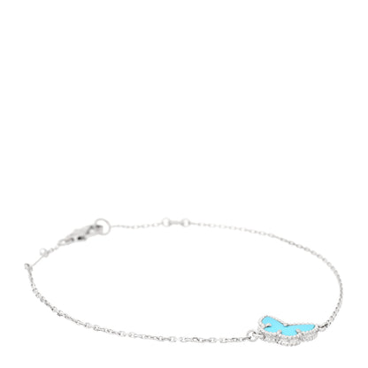 Van Cleef & Arpels 18K White Gold Turquoise Sweet Alhambra Butterfly Bracelet 1 of 5