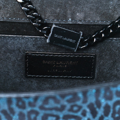 Saint Laurent Glitter Leopard Small Monogram Kate Satchel Blue 6 of 9