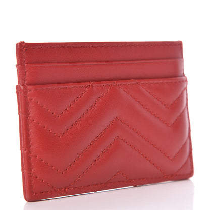 Gucci Calfskin Matelasse GG Marmont Card Holder Hibiscus Red 3 of 6