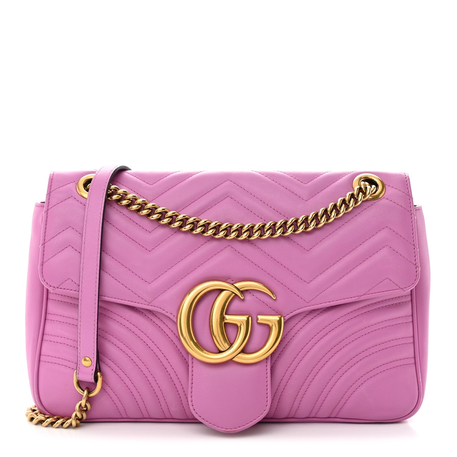 Gucci Calfskin Matelasse Medium GG Marmont Shoulder Bag Candy Mousse 1 of 13