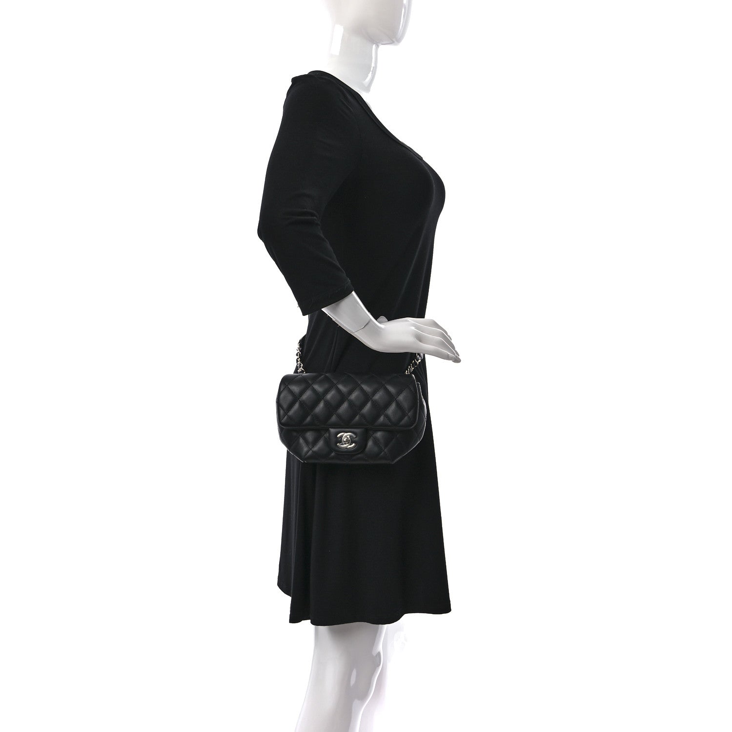 Chanel Calfskin Quilted CC Uniform Flap Belt Bag Black 2 of 9