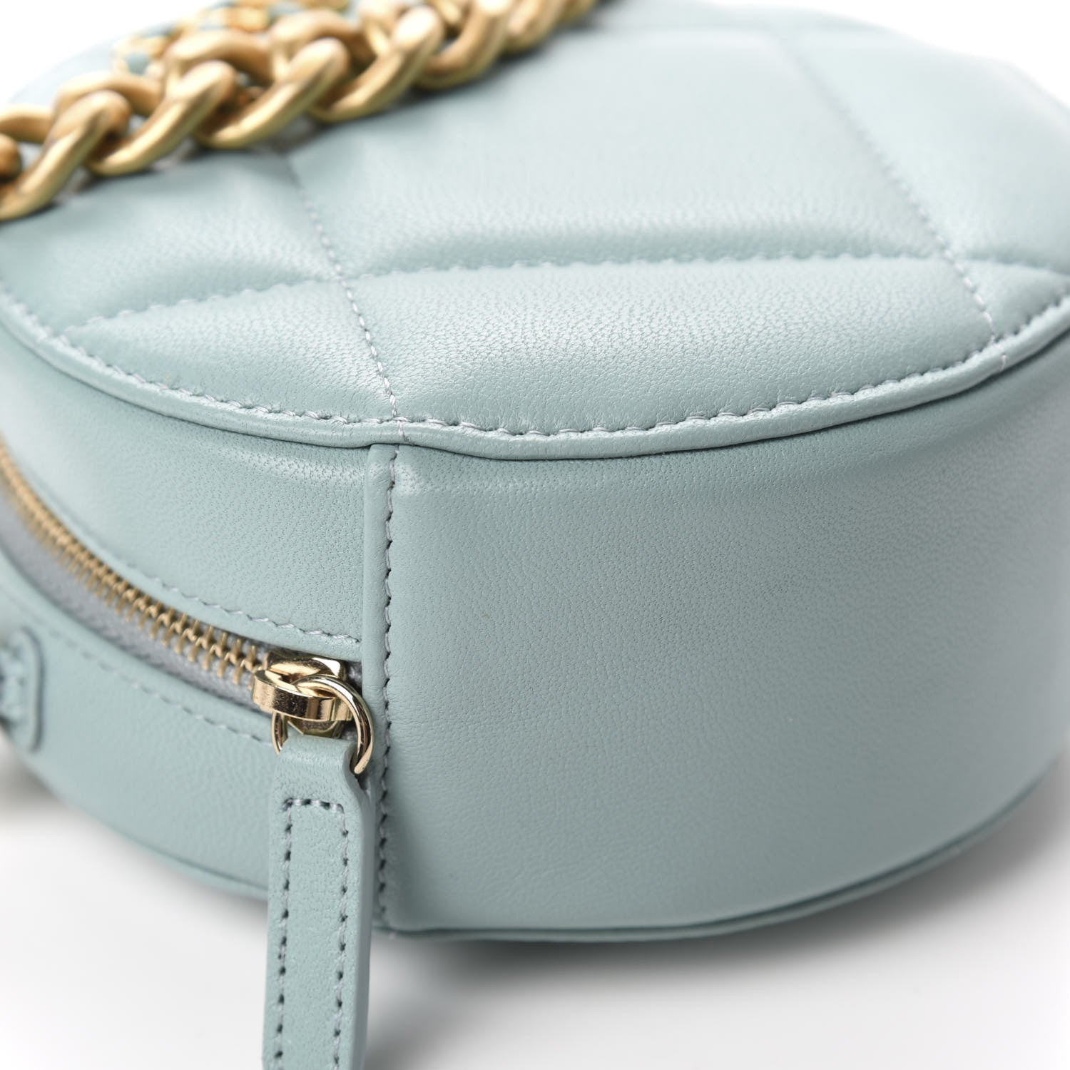 Chanel Goatskin Quilted 19 Round Clutch With Chain Light Blue 6 of 10