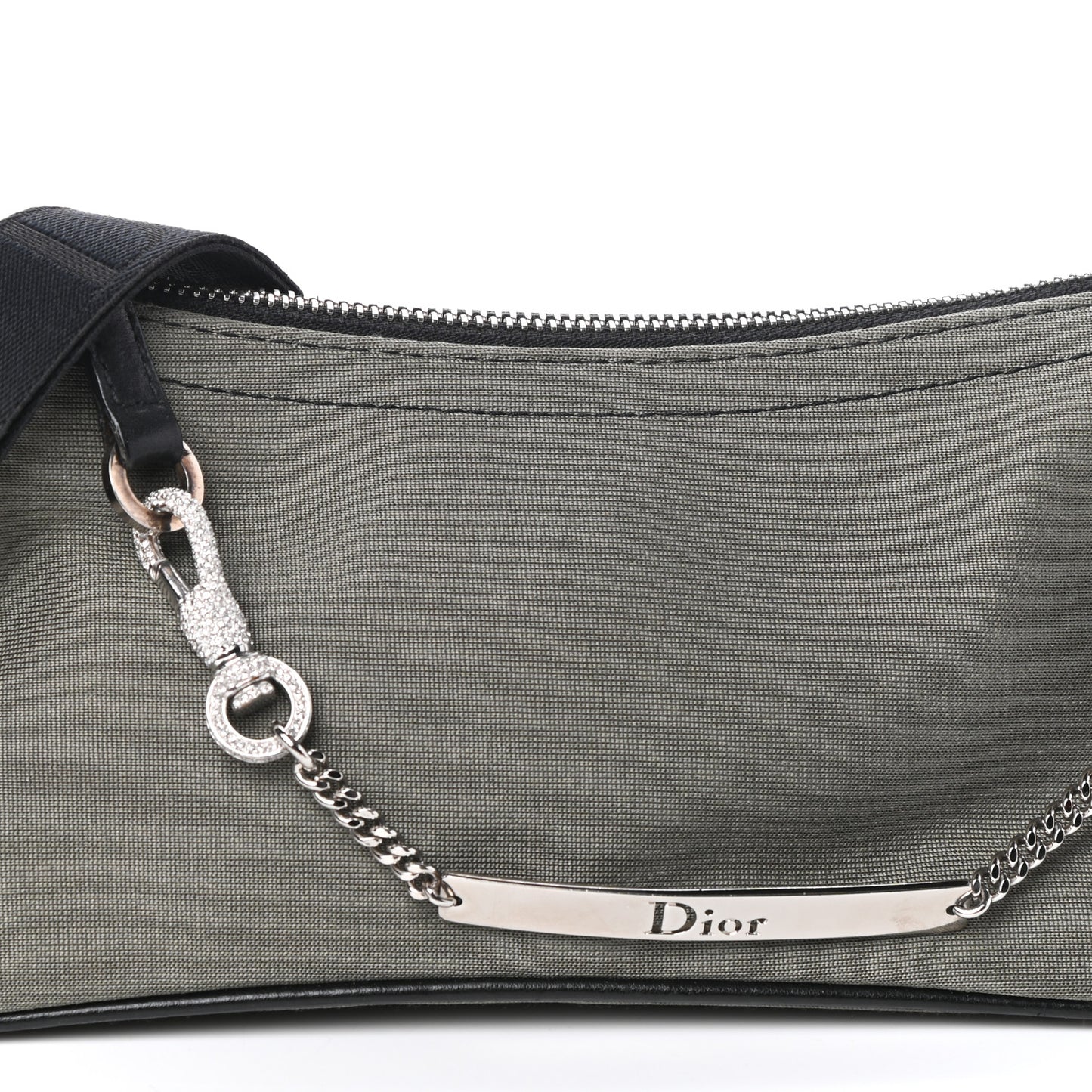 Silk Jersey Crystal Hardcore Shoulder Bag Grey Black