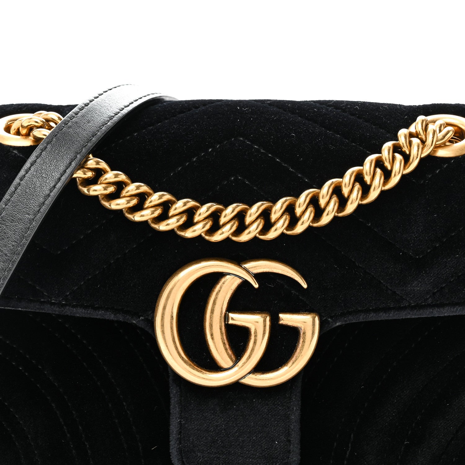 Gucci Velvet Matelasse Mini GG Marmont Shoulder Bag Black 75/30 Black 8 of 10