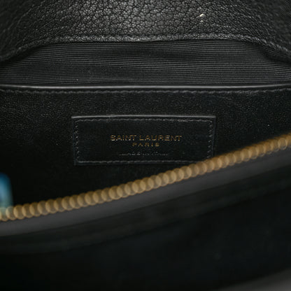 Saint Laurent Calfskin Suede Matelasse Chevron Monogram Medium College Bag Black 6 of 9