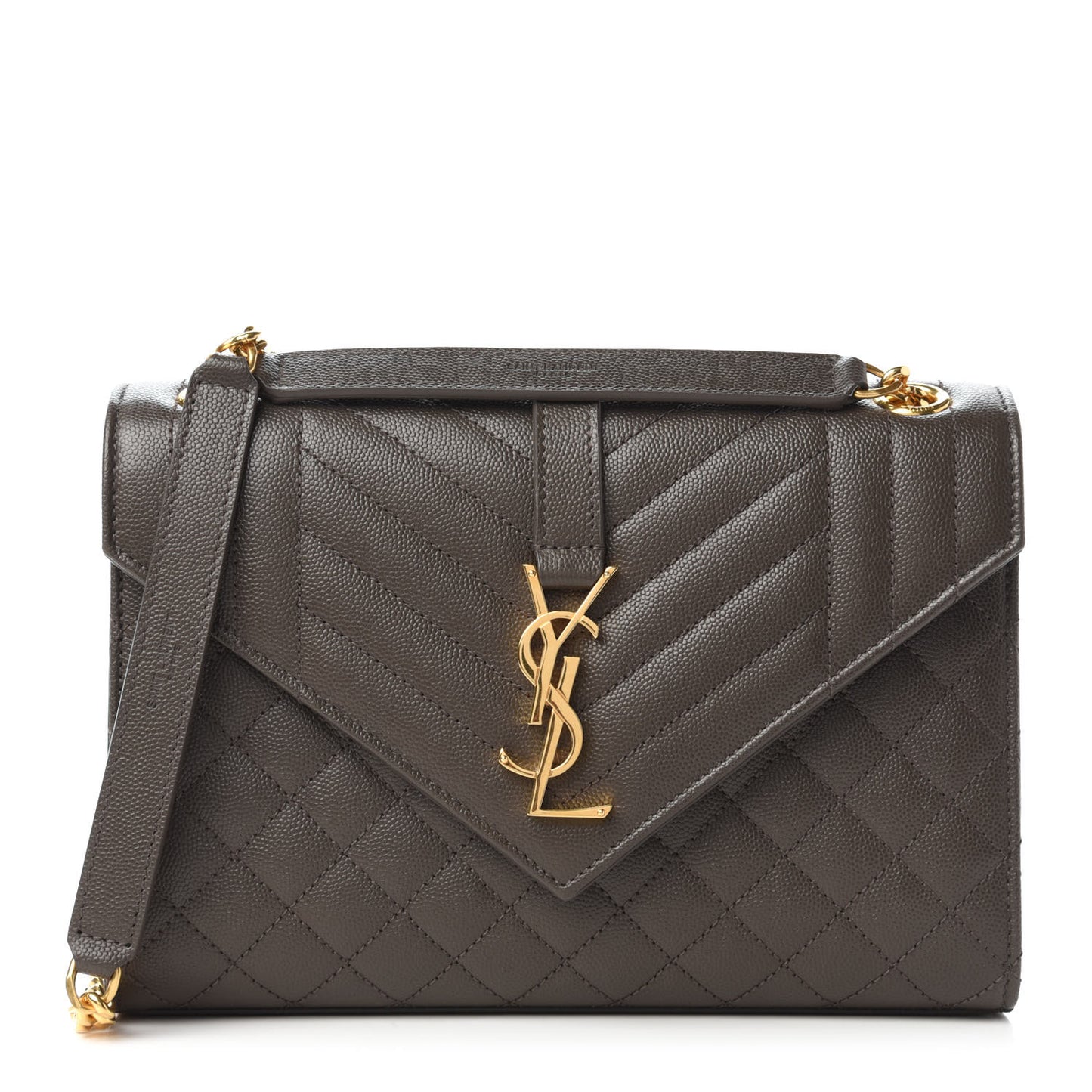 Grain De Poudre Textured Mixed Matelasse Triquilt Medium Monogram Satchel Pebble
