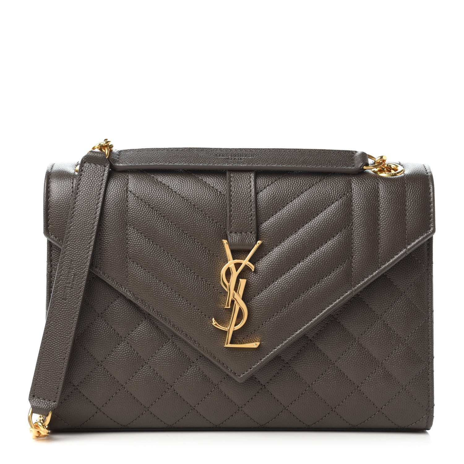 Saint Laurent Grain De Poudre Textured Mixed Matelasse Triquilt Medium Monogram Satchel Pebble 1 of 9