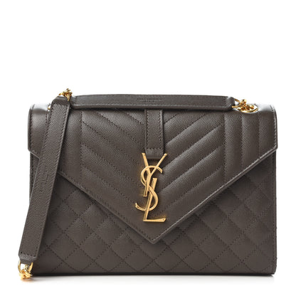 Saint Laurent Grain De Poudre Textured Mixed Matelasse Triquilt Medium Monogram Satchel Pebble 1 of 9
