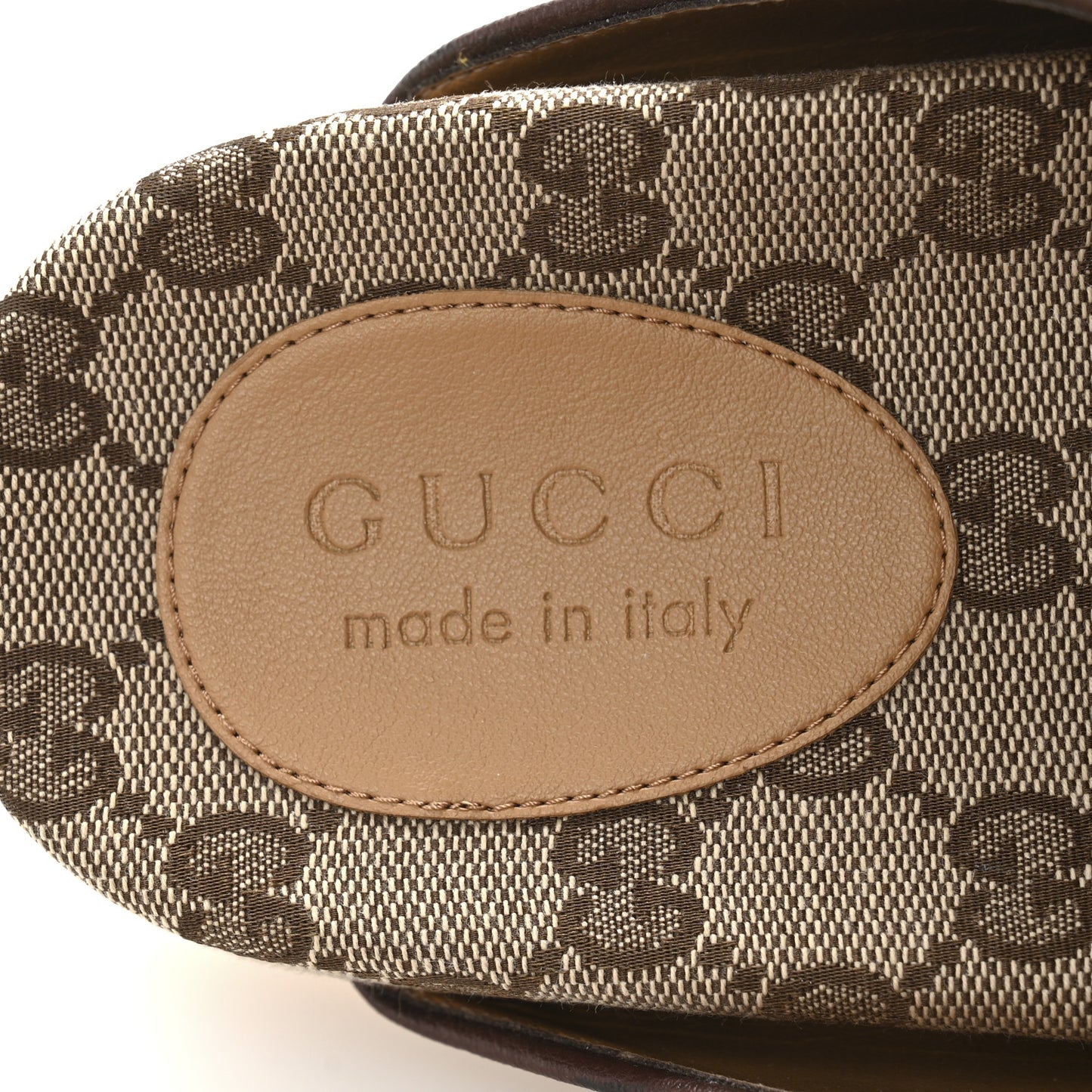GG Monogram Lavaredo Eco Fabric Mens Slide Sandals With Straps 6 Beige Ebony Light Brown