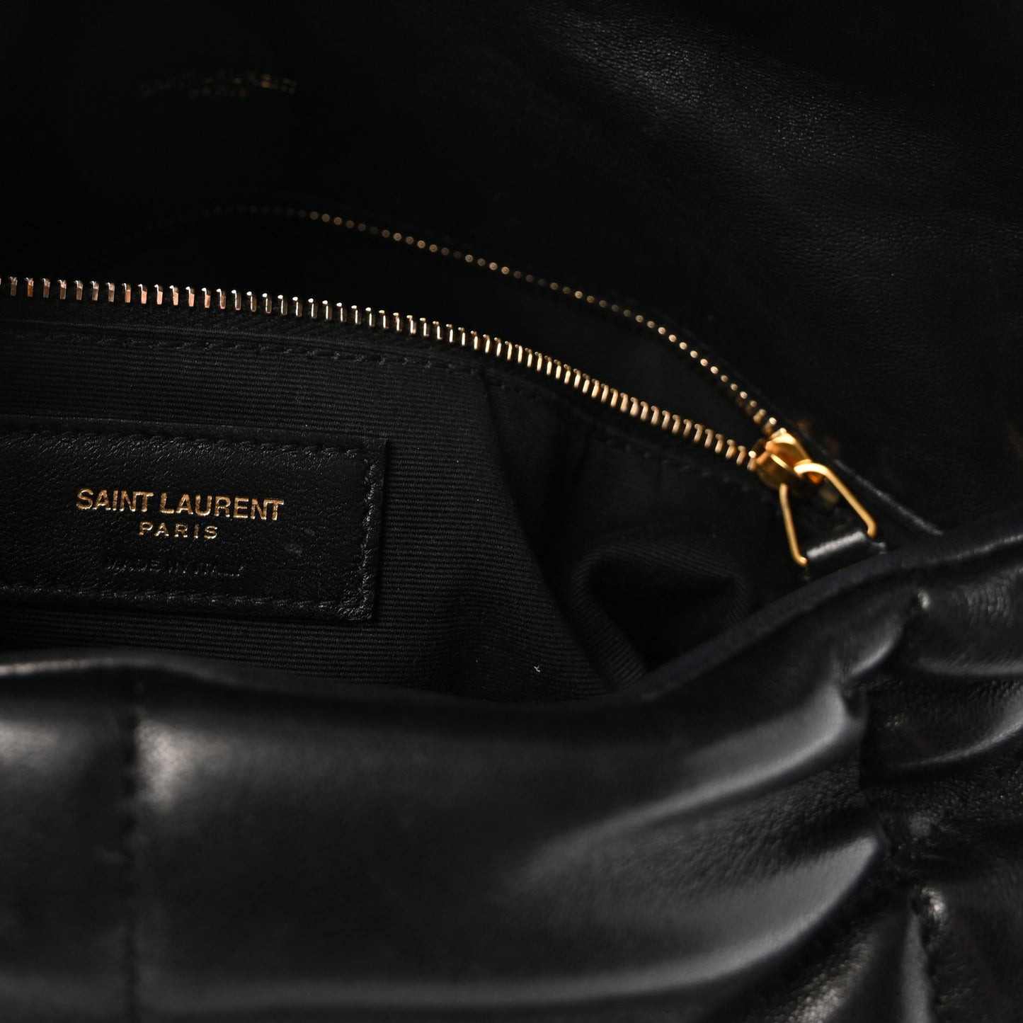 Lambskin Quilted Medium Loulou Puffer Monogram Chain Satchel Black