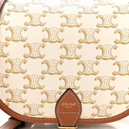 Celine Triomphe Canvas Medium Folco Bag White 7 of 9