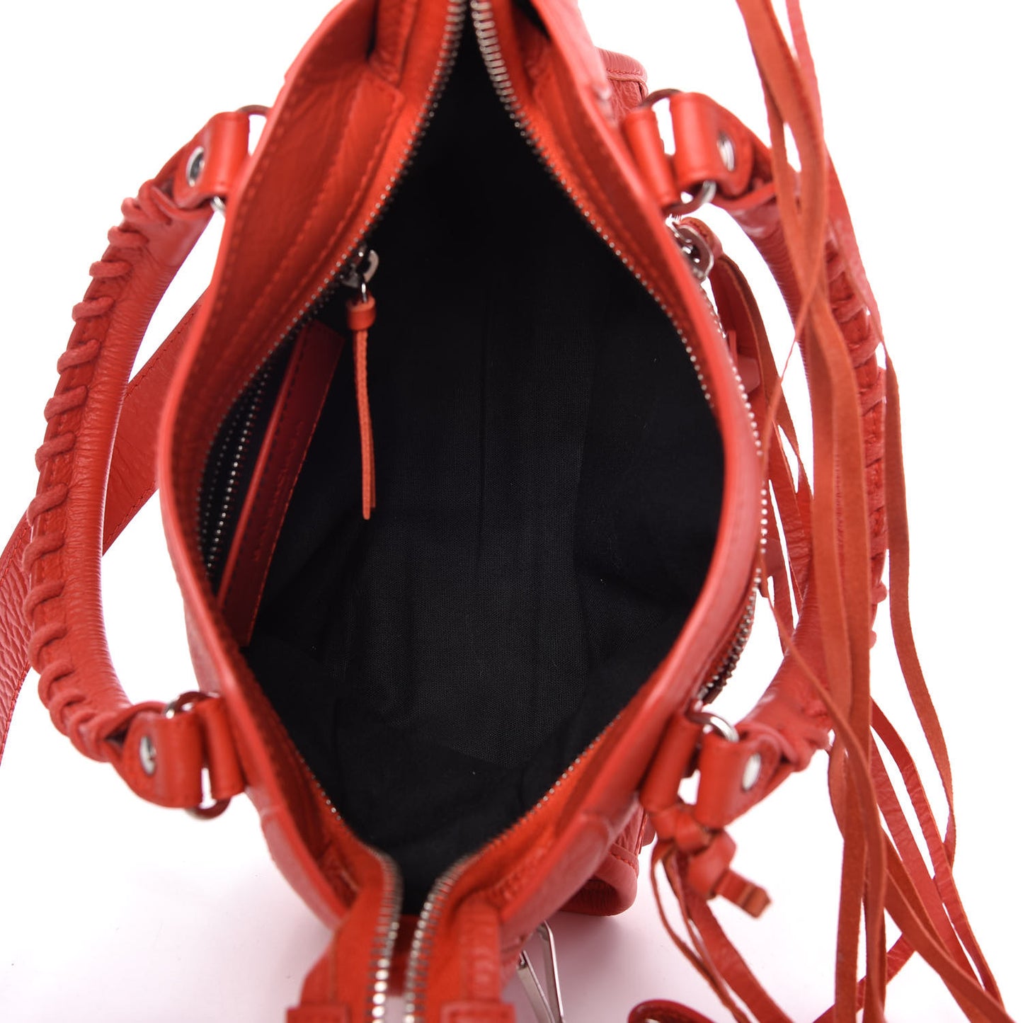 Matte Goatskin Rubber Covered Classic Hardware Mini City Rouge Coquelicot Rouge Braise