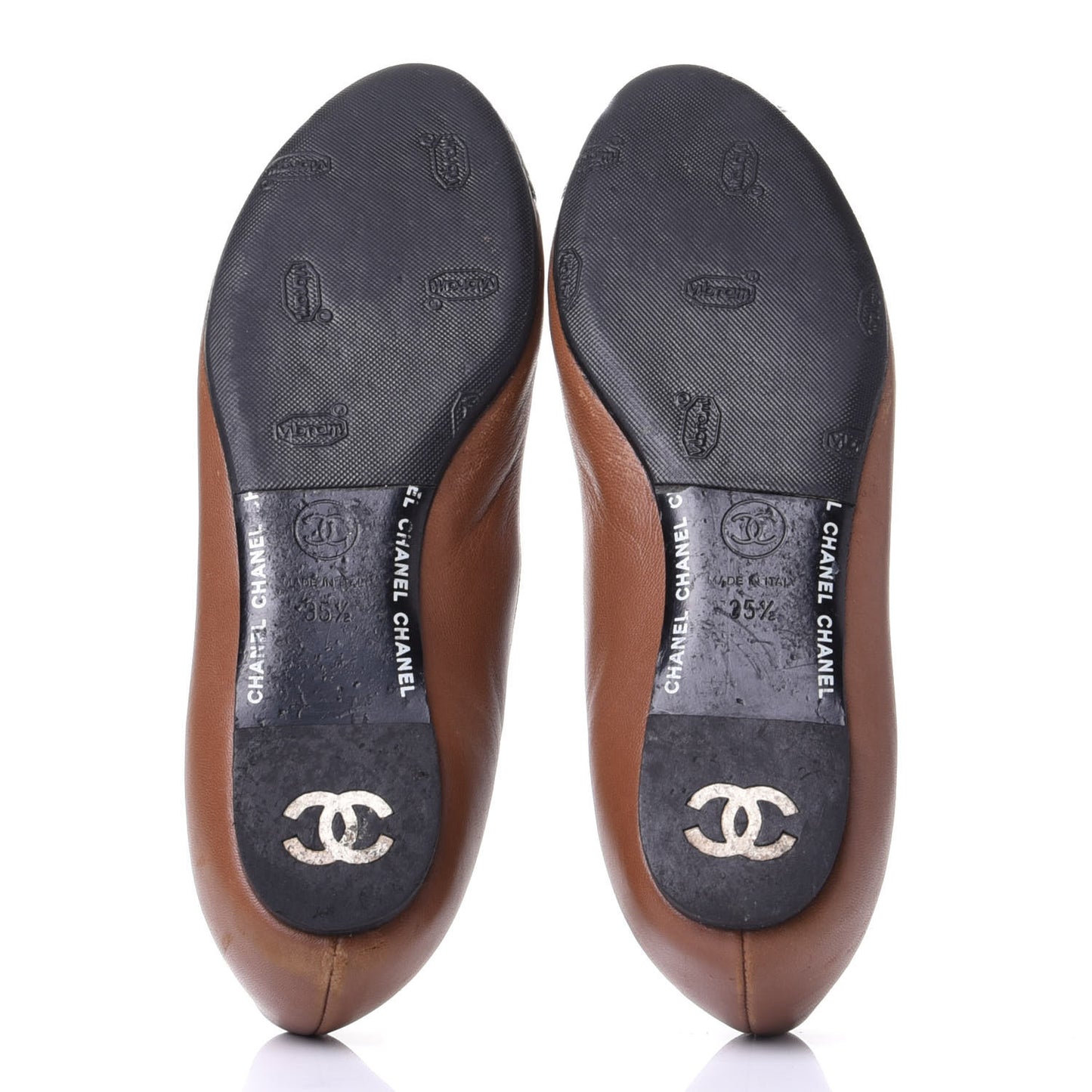 Lambskin Cap Toe CC Ballerina Flats 35.5 Marron Black