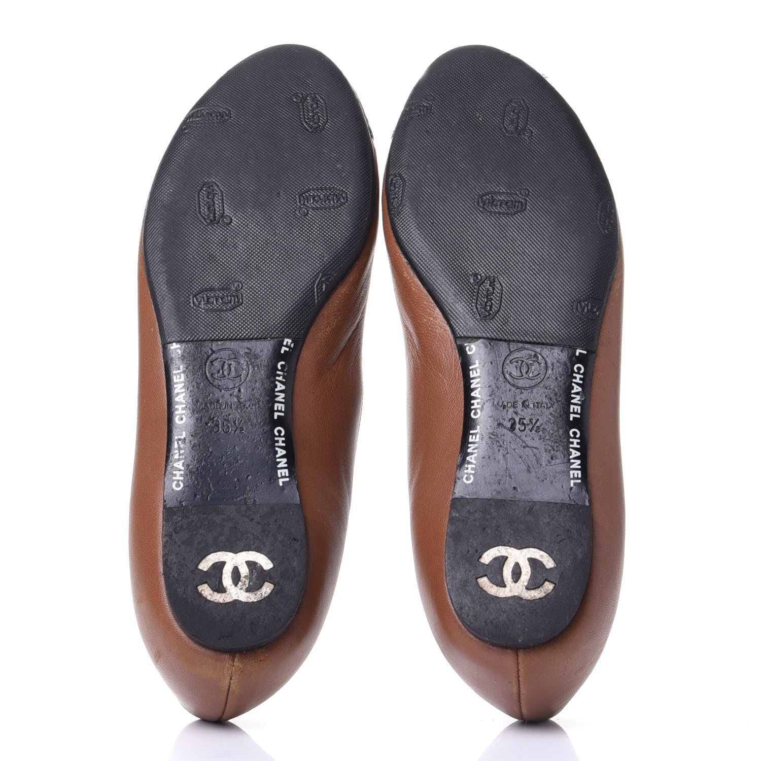 Chanel Lambskin Cap Toe CC Ballerina Flats 35.5 Marron Black 7 of 11