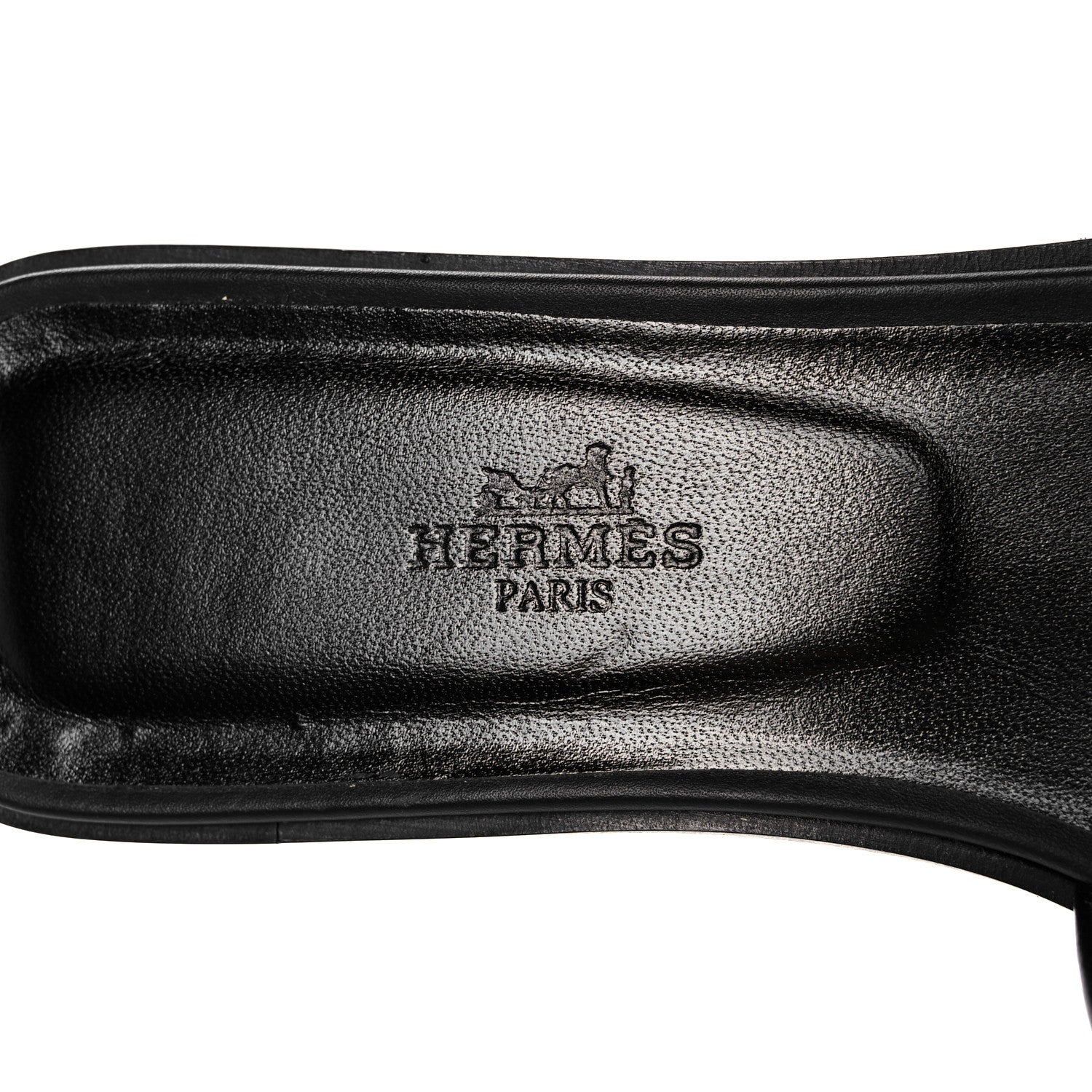 Hermes Calfskin Oran Sandals 39.5 Black Gold 7 of 9