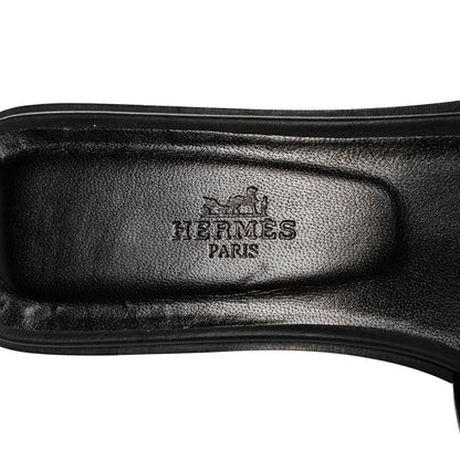Hermes Calfskin Oran Sandals 39.5 Black Gold 7 of 9