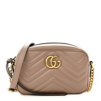 Gucci Calfskin Matelasse Mini GG Marmont Chain Shoulder Bag Porcelain Rose 1 of 13