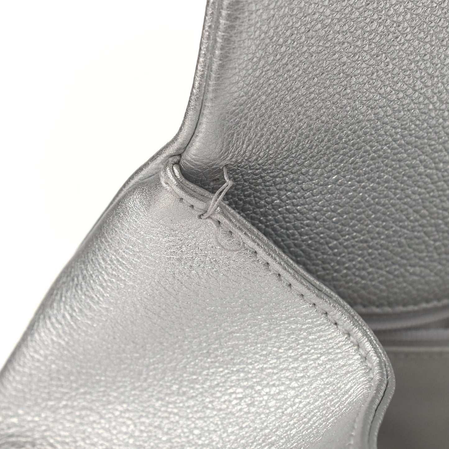 Metallic Grained Calfskin Quilted Large Casual Rock Backpack Silver