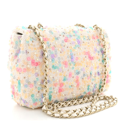 Chanel Tweed Sequin Mini Rectangular Flap White Multicolor 3 of 11