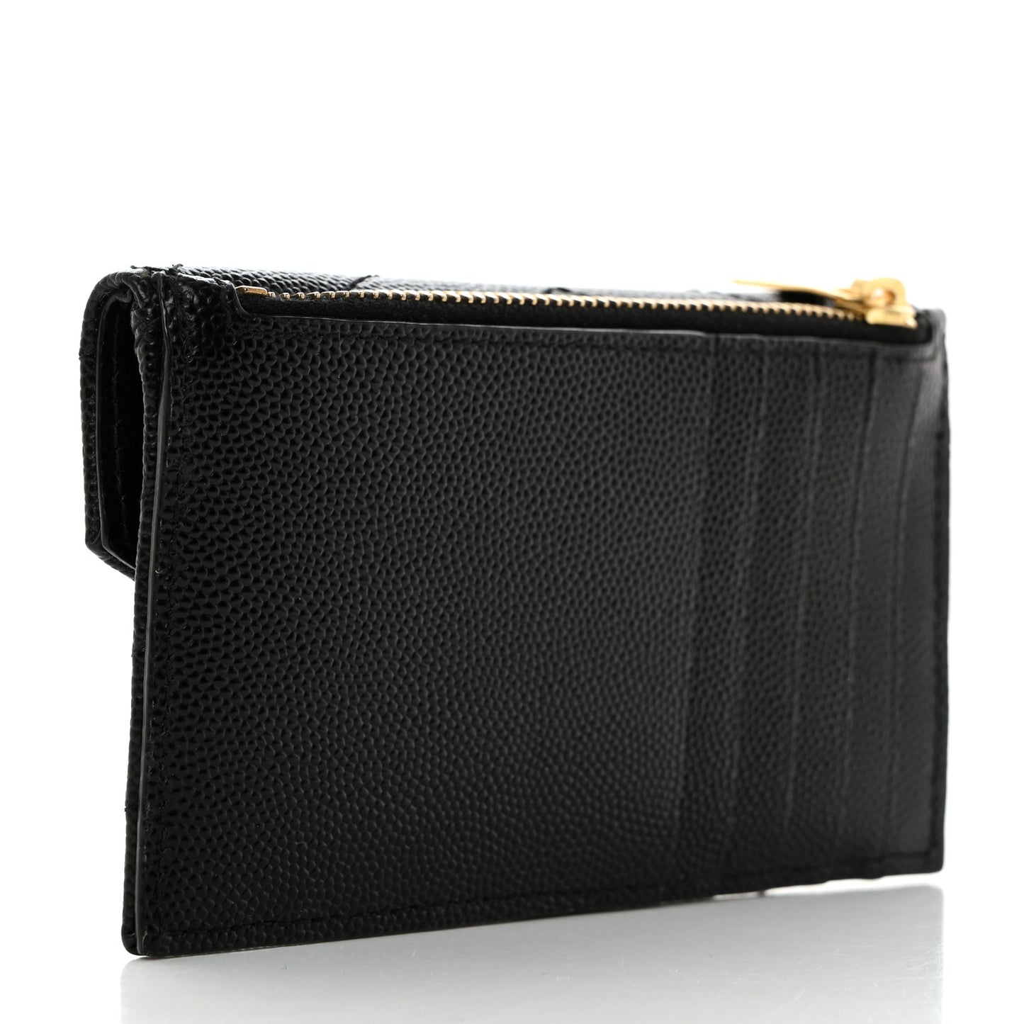 Grain De Poudre Matelasse Chevron Monogram Compact Wallet Black