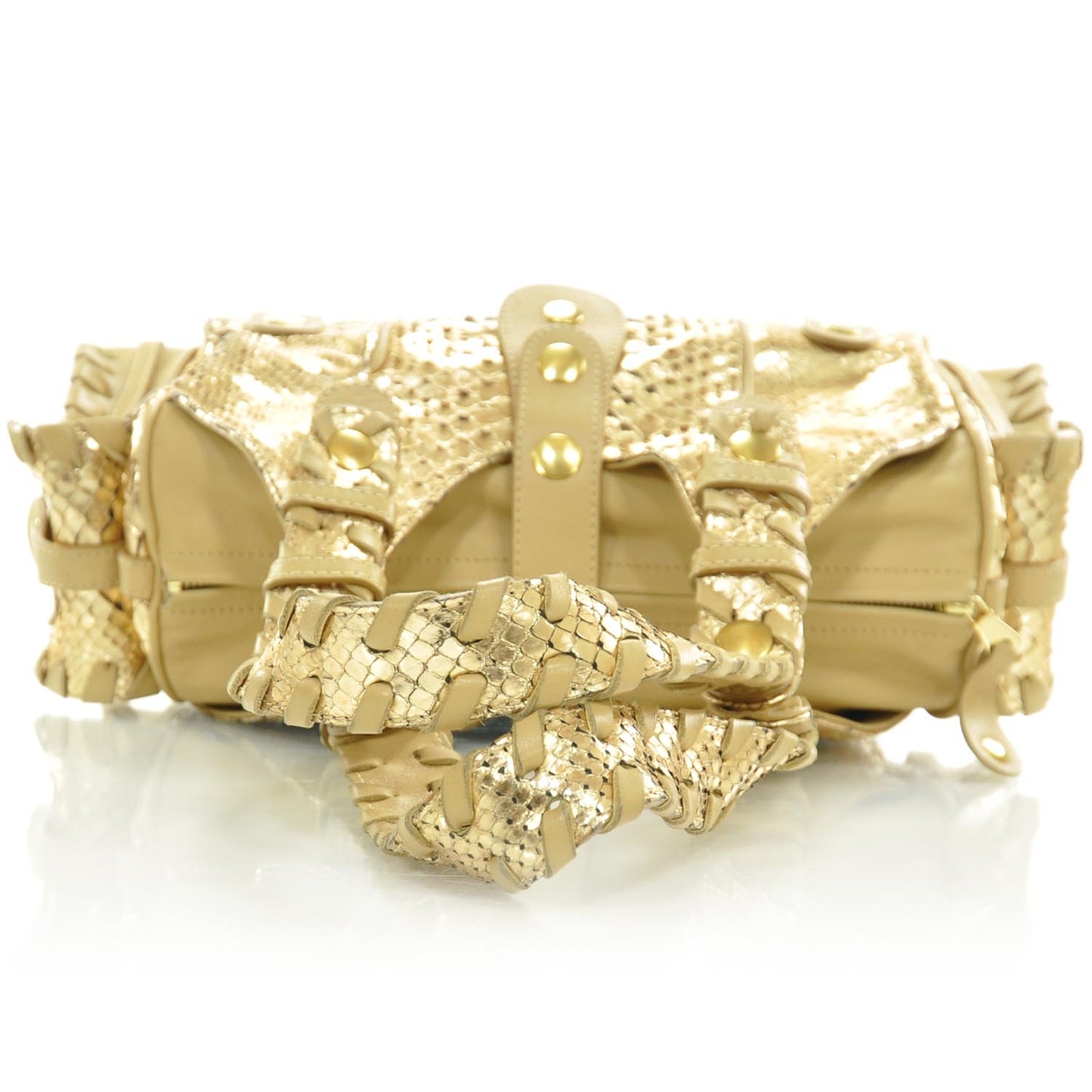 Metallic Python Silverado Shoulder Bag Gold