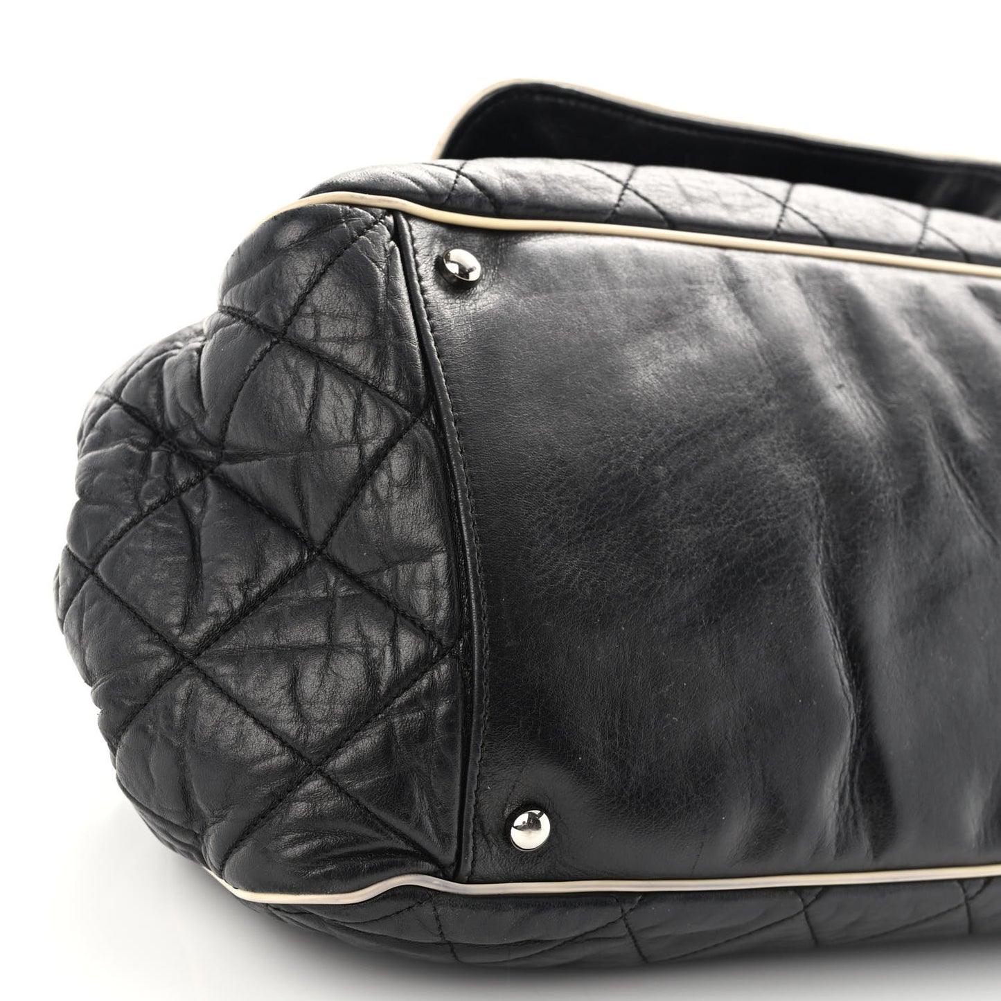 Lambskin Quilted East West Accordion Flap Black