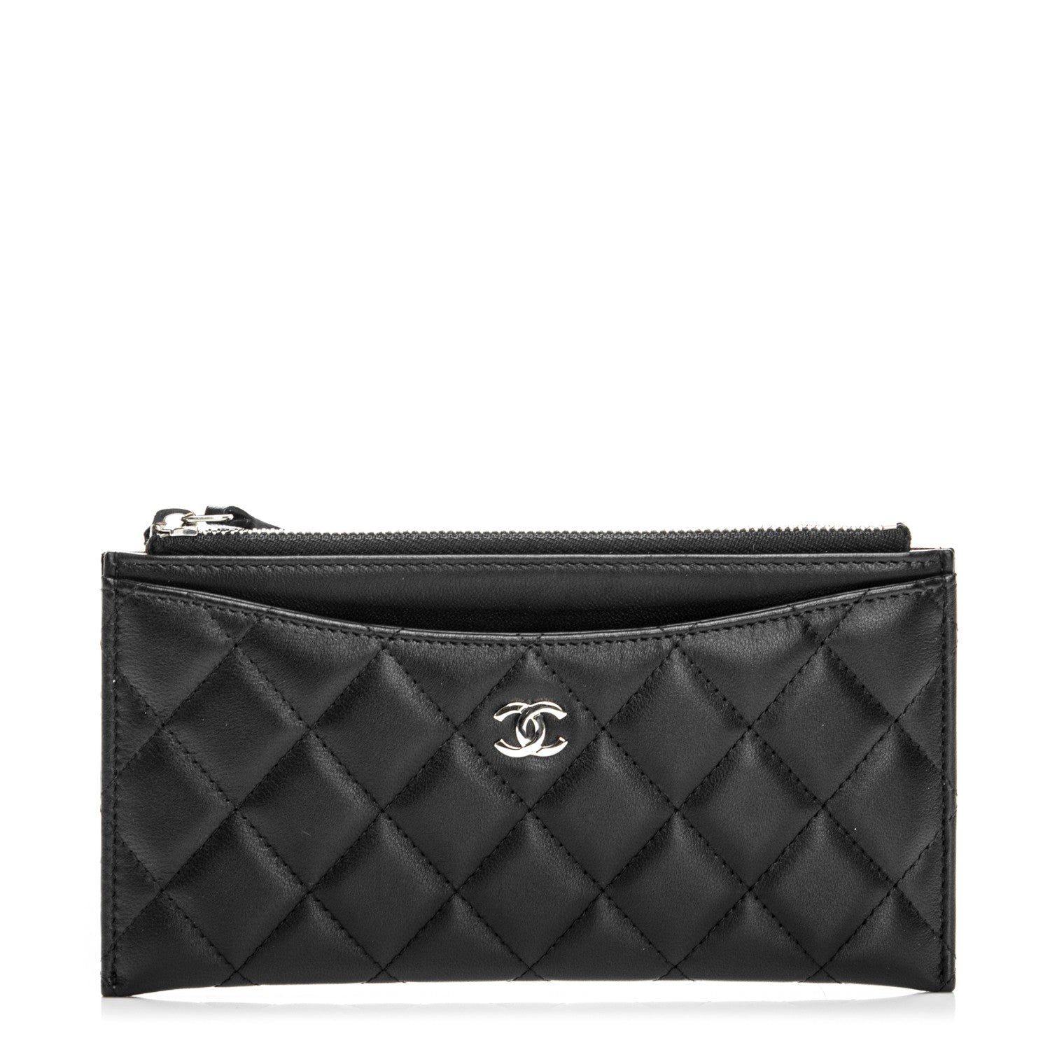 Chanel Lambskin Quilted Zip Pouch Black 1 of 7
