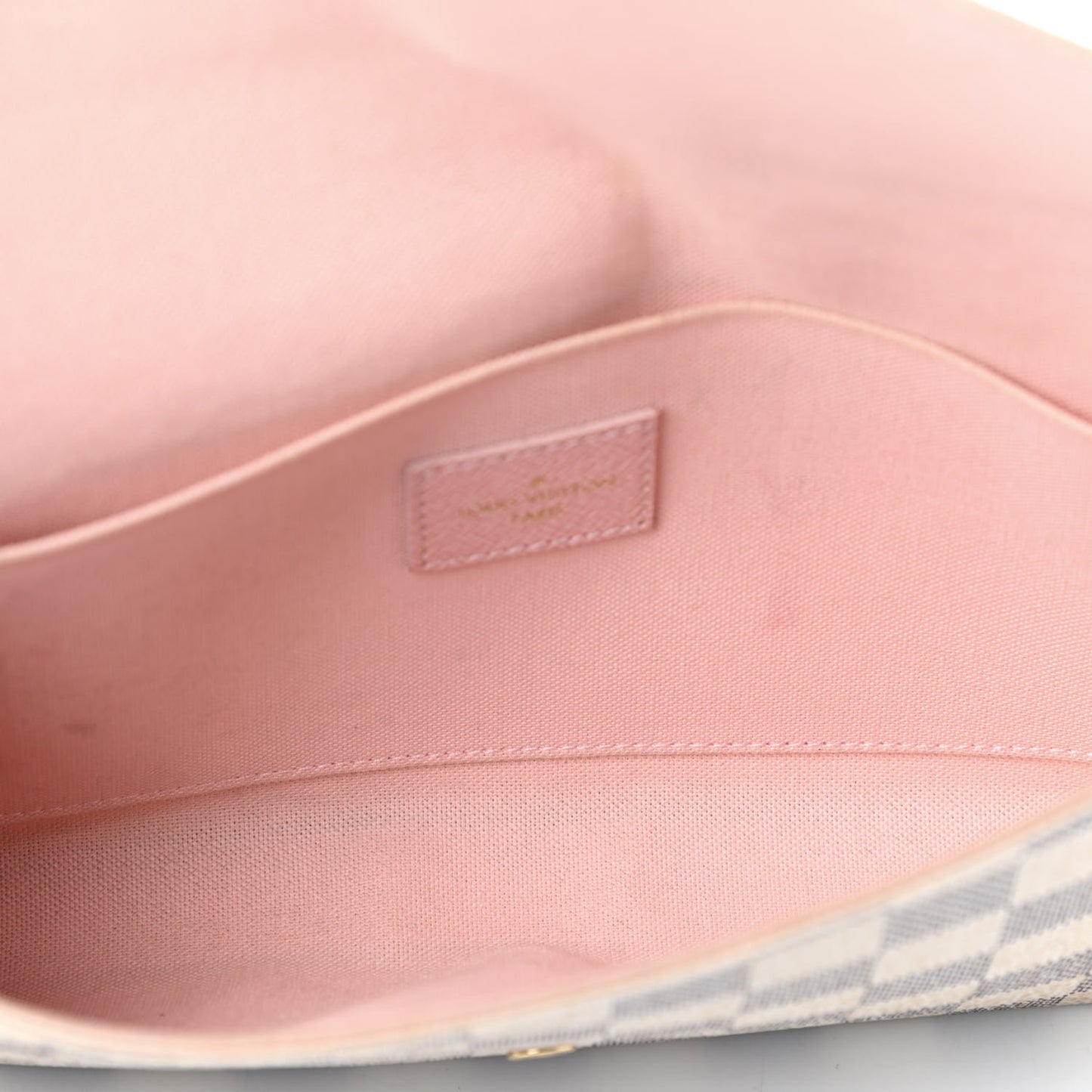 Damier Azur Pochette Felicie Chain Wallet Rose Ballerine