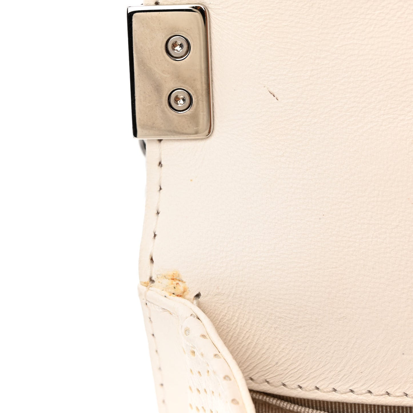 Lambskin Perforated Medium Boy Flap White