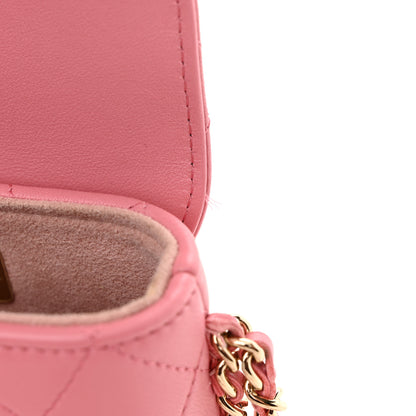 Chanel Calfskin Diamond Stitched Chain Around Flap Phone Holder Dark Pink 11 of 12