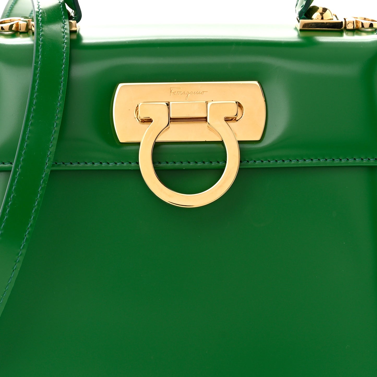 Brushed Off Calfskin Small Iconic Top Handle Bag Verde