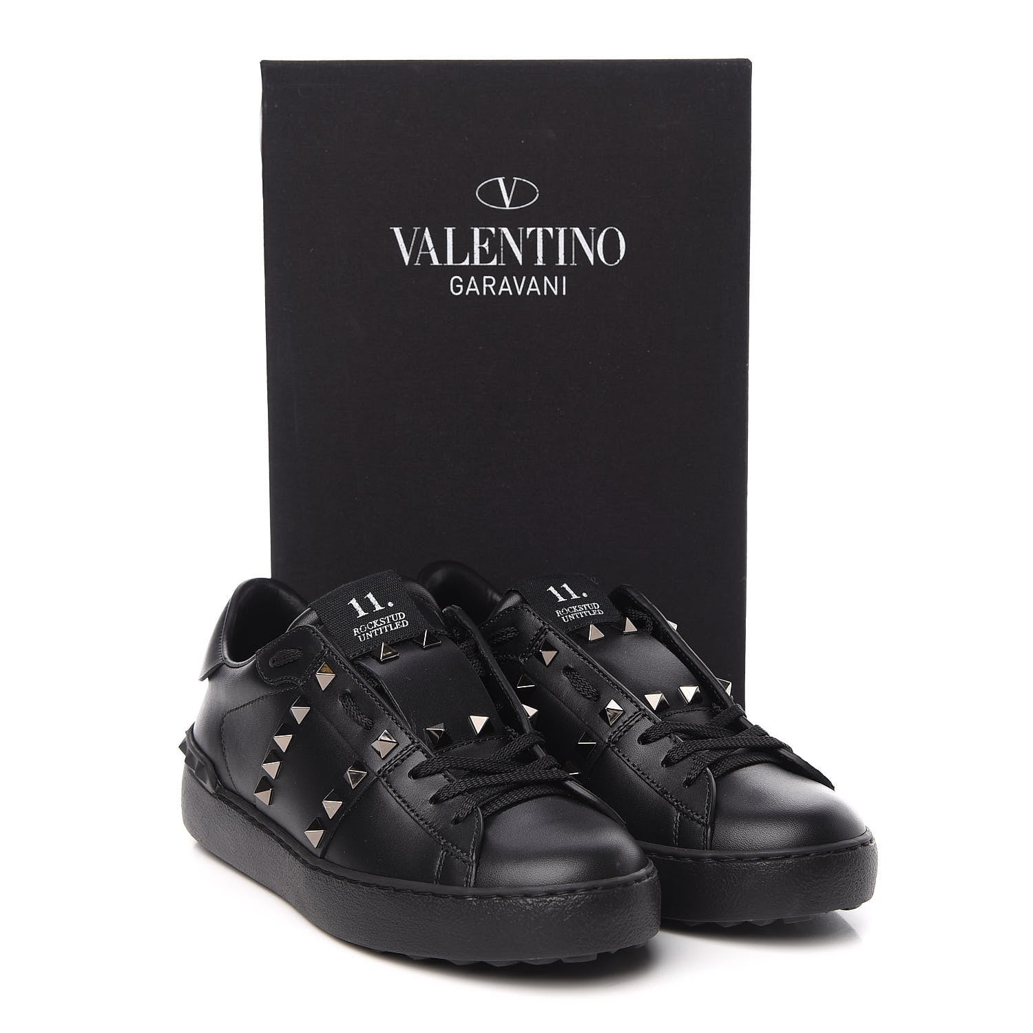 Valentino Garavani Calfskin Womens Rockstud Untitled Open Sneakers size 36.5 Black 8 of 8