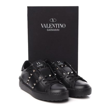 Valentino Garavani Calfskin Womens Rockstud Untitled Open Sneakers size 36.5 Black 8 of 8