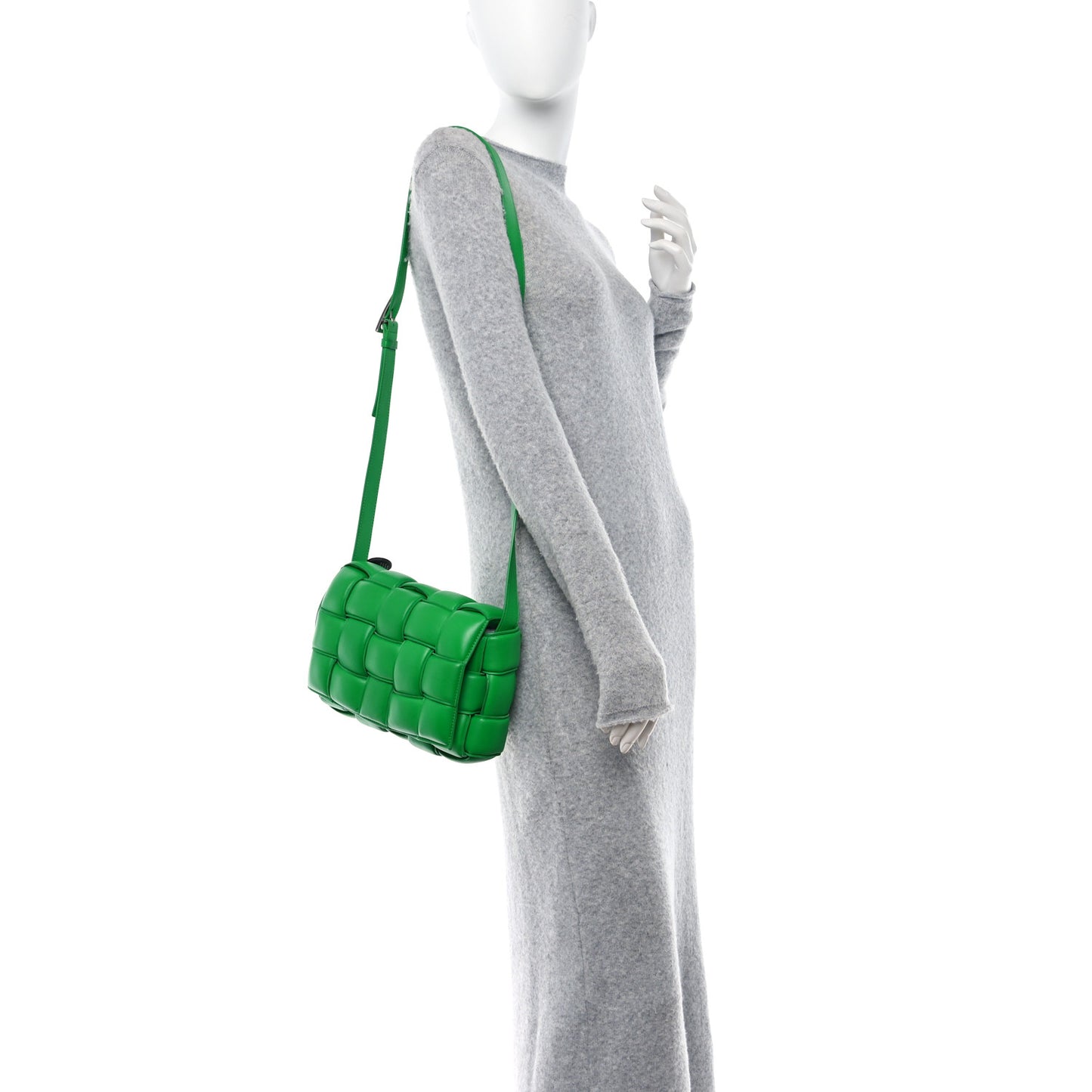 Nappa Maxi Intreccio Padded Cassette Crossbody Bag Parakeet