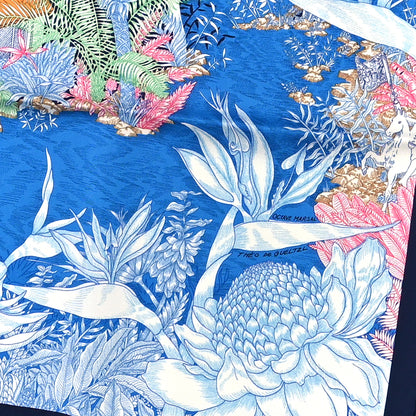 Hermes Silk Faubourg Tropical Scarf 90 Bleu Jean Vert Jaune Sofre 3 of 4