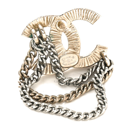 Chanel Crystal Chain CC Earrings Gold 4 of 4