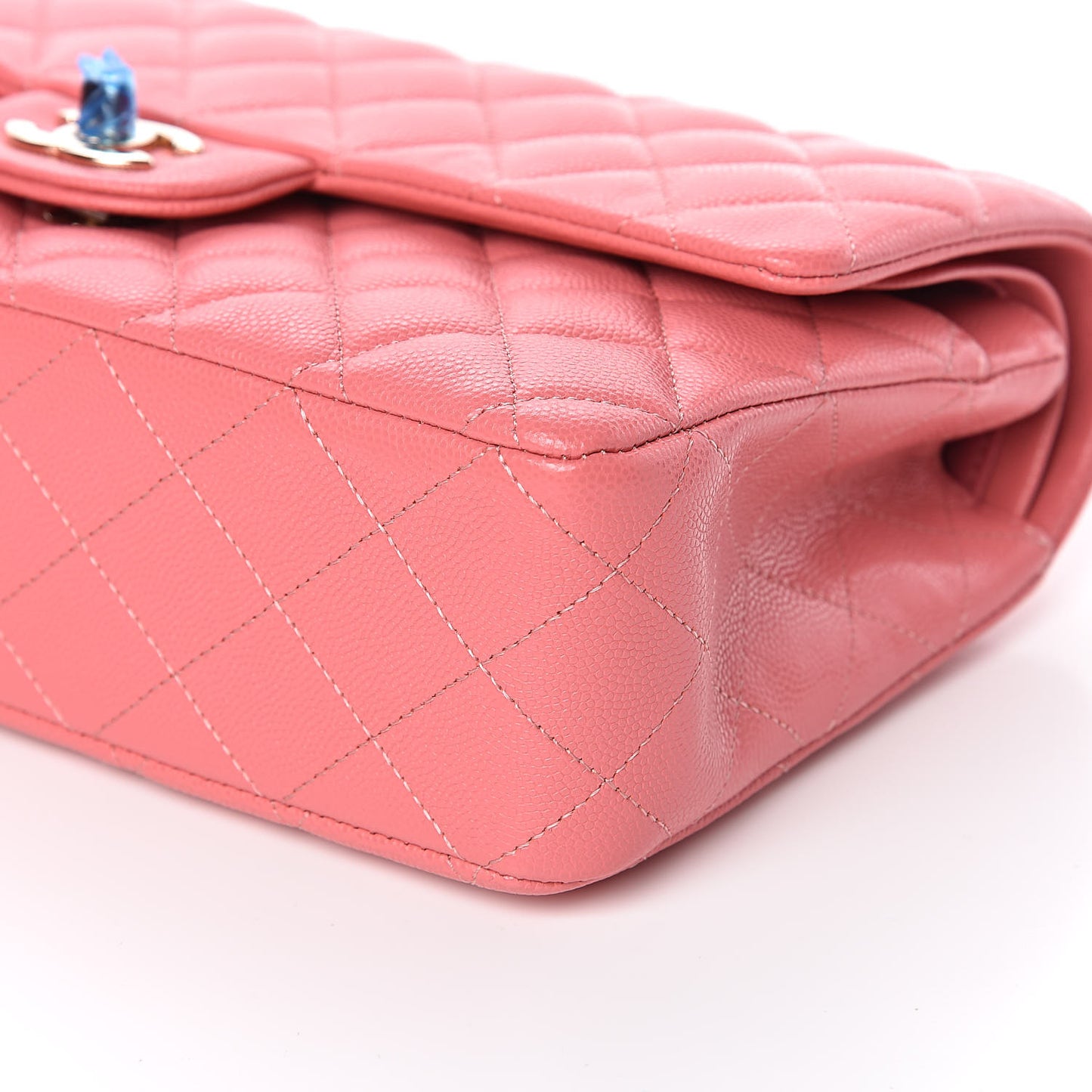 Caviar Quilted Medium Double Flap Pink