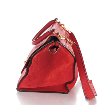Celine Drummed Calfskin Suede Medium Trapeze Coquelicot 9 of 9