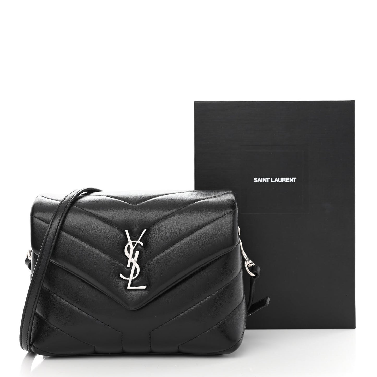 Calfskin Y Quilted Monogram Toy Loulou Crossbody Bag Black