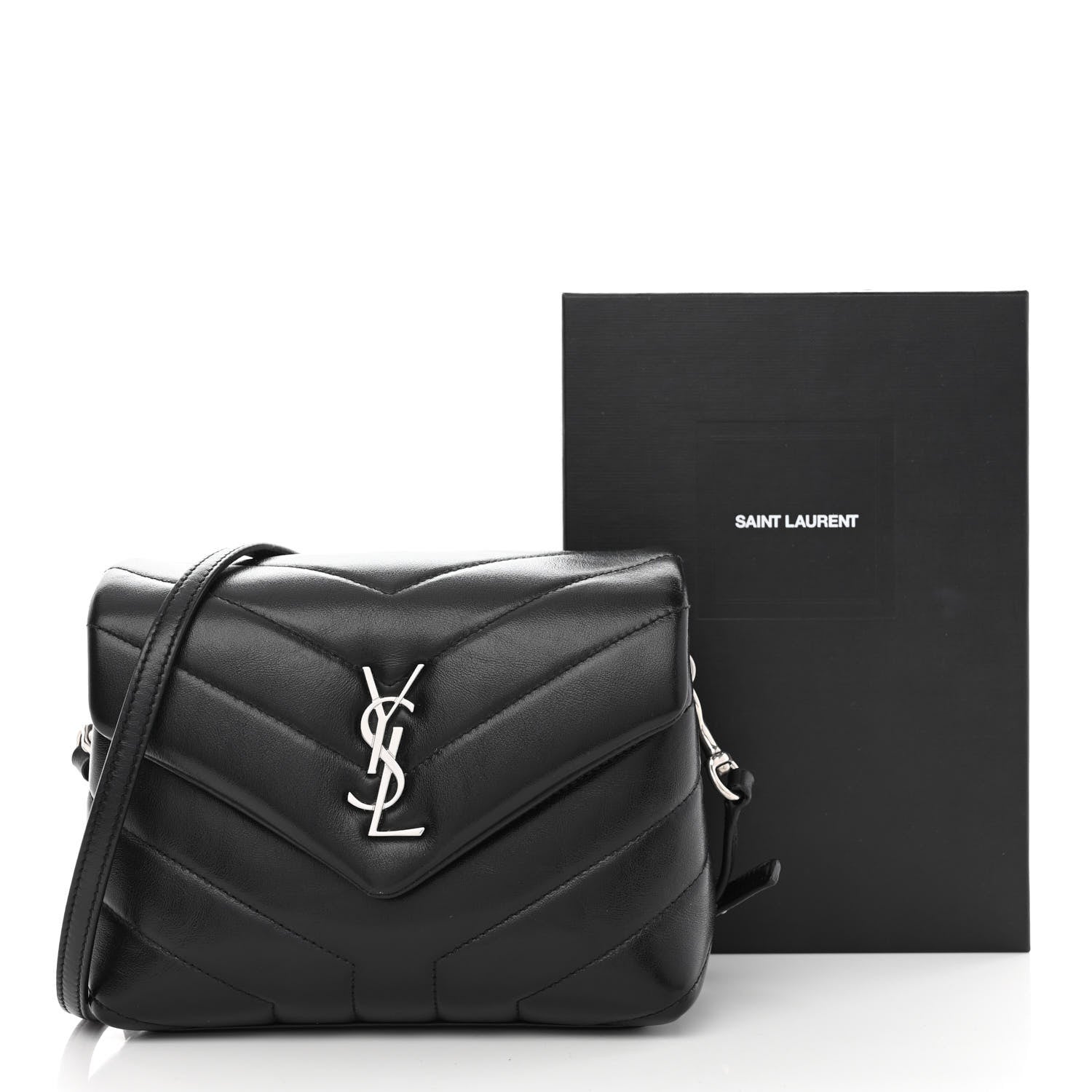 Saint Laurent Calfskin Y Quilted Monogram Toy Loulou Crossbody Bag Black 11 of 11